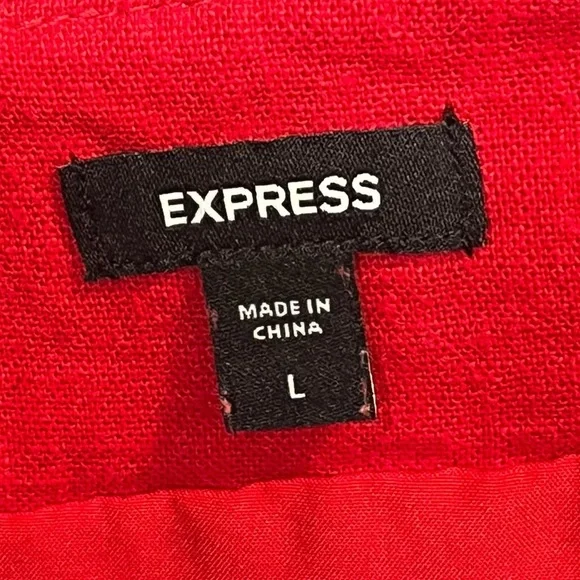 Express Linen Blend Red Mini Skirt - Large - Picture 3 of 6